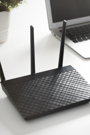 Internet router on a desk