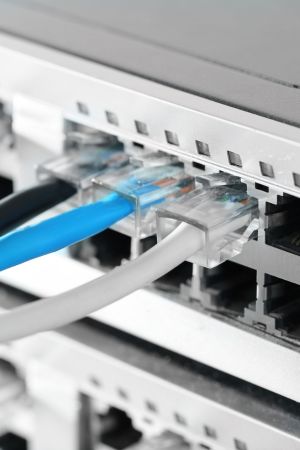 Networking and cables going in to a switch